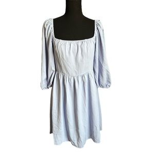 Bequemer Laden Blue Square Neck Puff Sleeve Dress Size Small